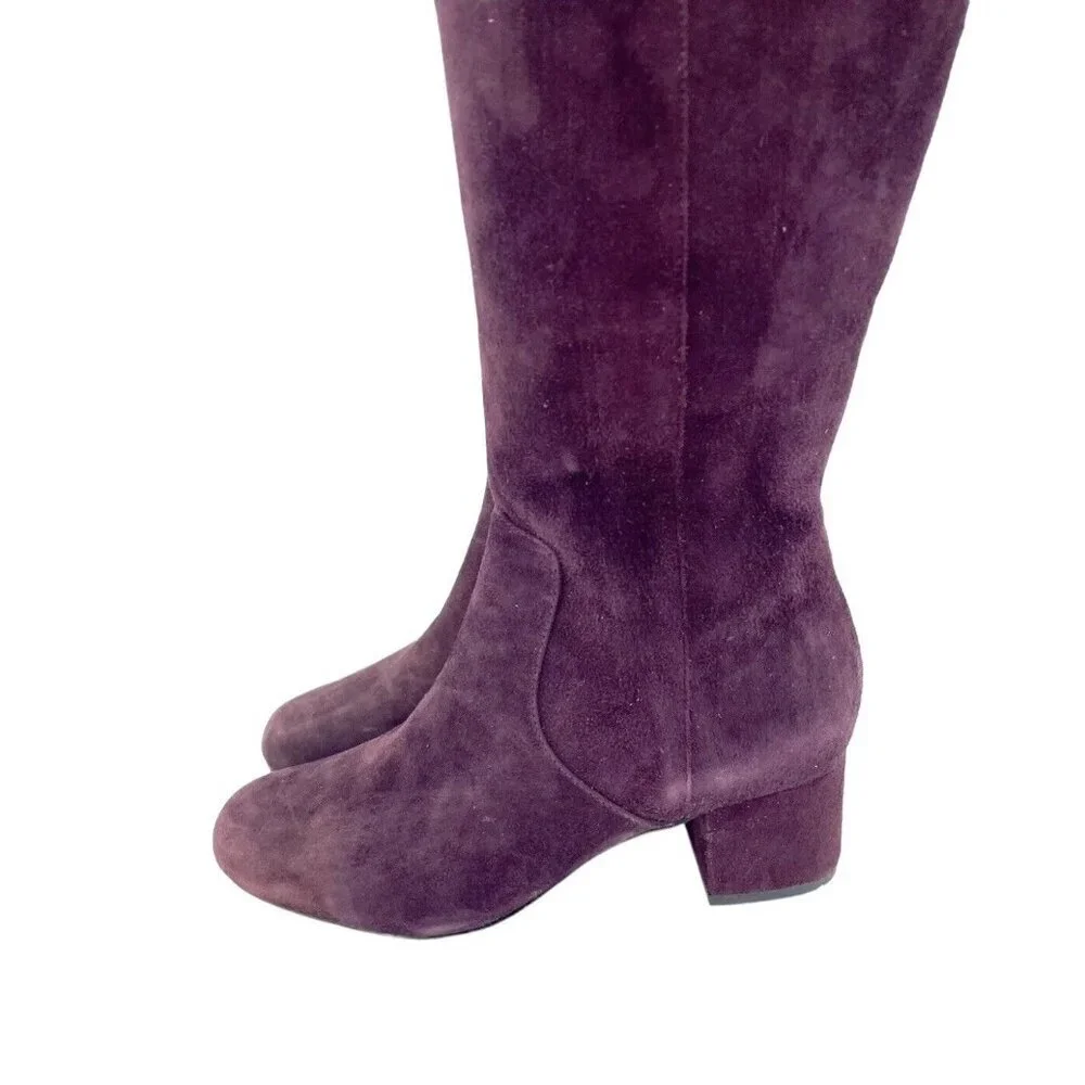 Sam Edelman Elina Suede Leather Over Knee Boots Burgundy Boots Sz 6 New